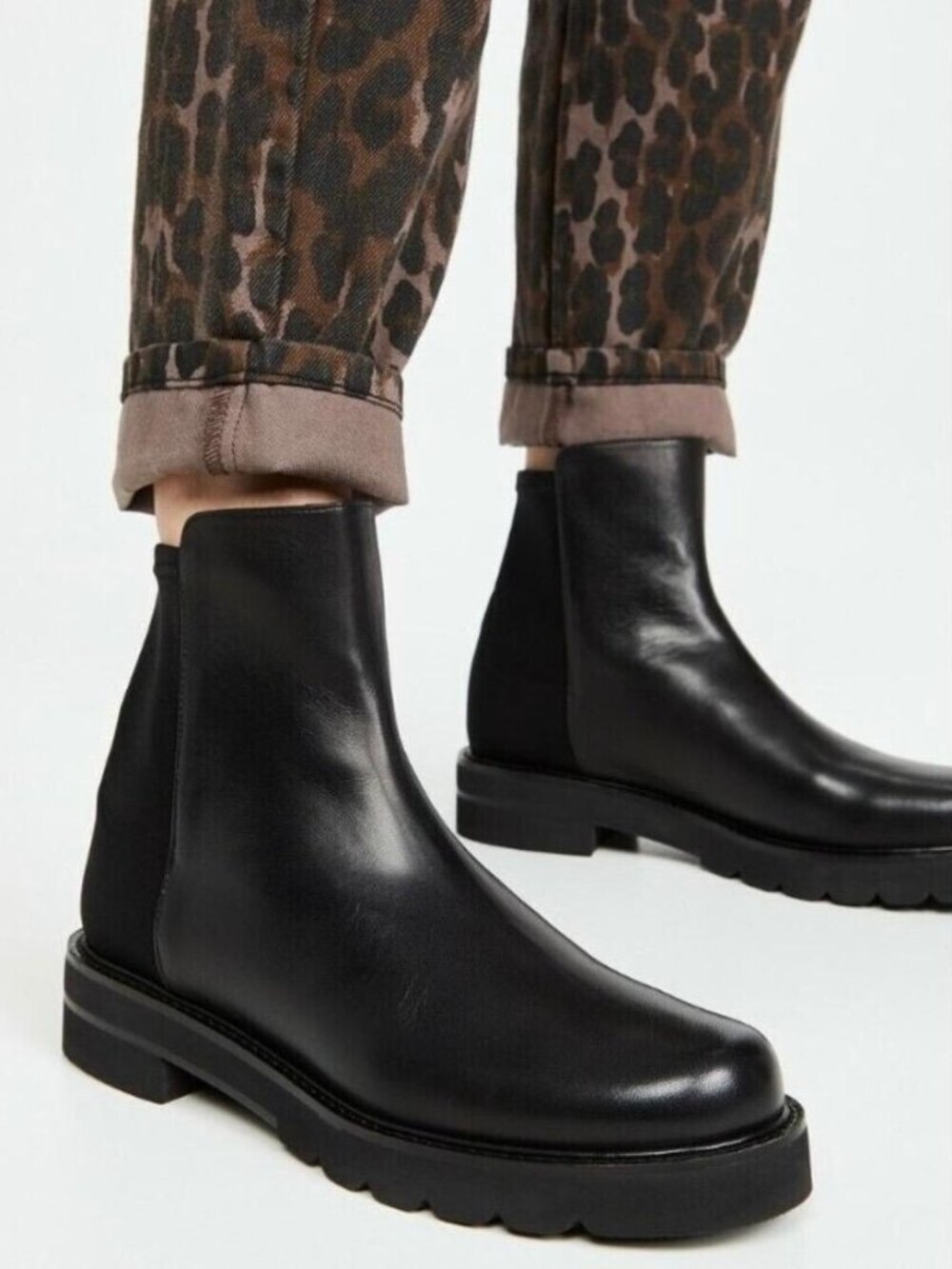 NWB Stuart Weitzman Norah Chelsea Black Boots Lug Platform Women Bootie Sz. 11.5